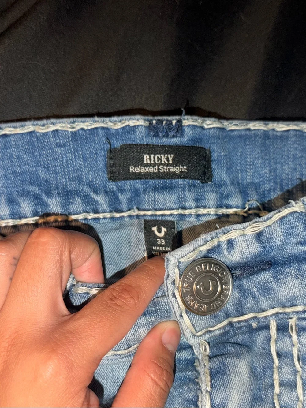True Religion Mens Light Blue Denim Jeans